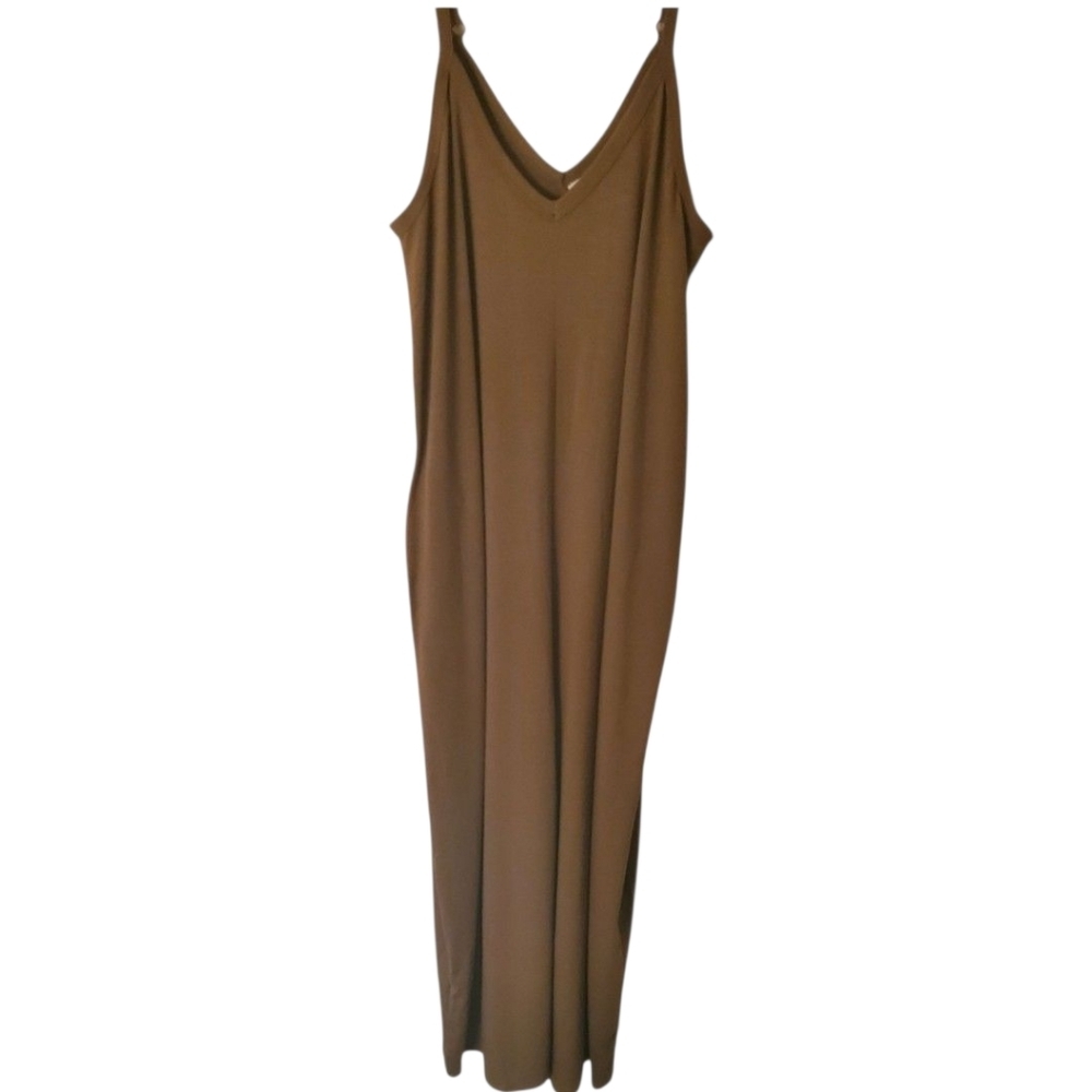 Zenana Cami Spaghetti Strap Dark Army Green Maxi Dress With Pockets Size M - Picture 6 of 6